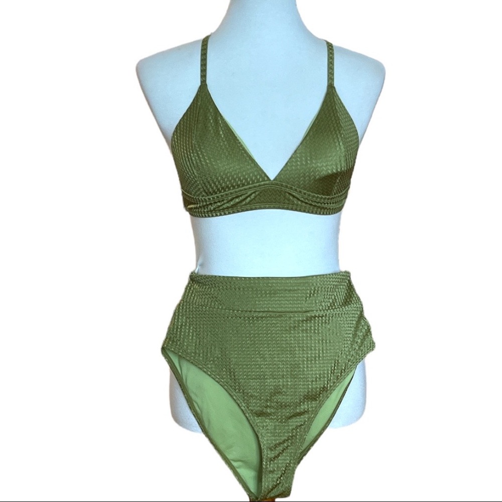 NEW Bikini Green NWOT high waisted height tight Sz S